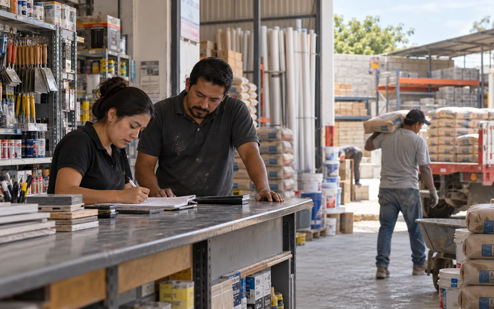 Operación diaria dentro de una comercializadora de materiales para construcción